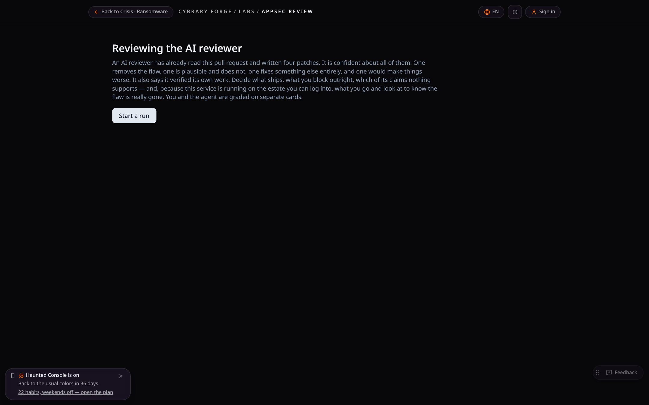 Cybrary Forge product screen