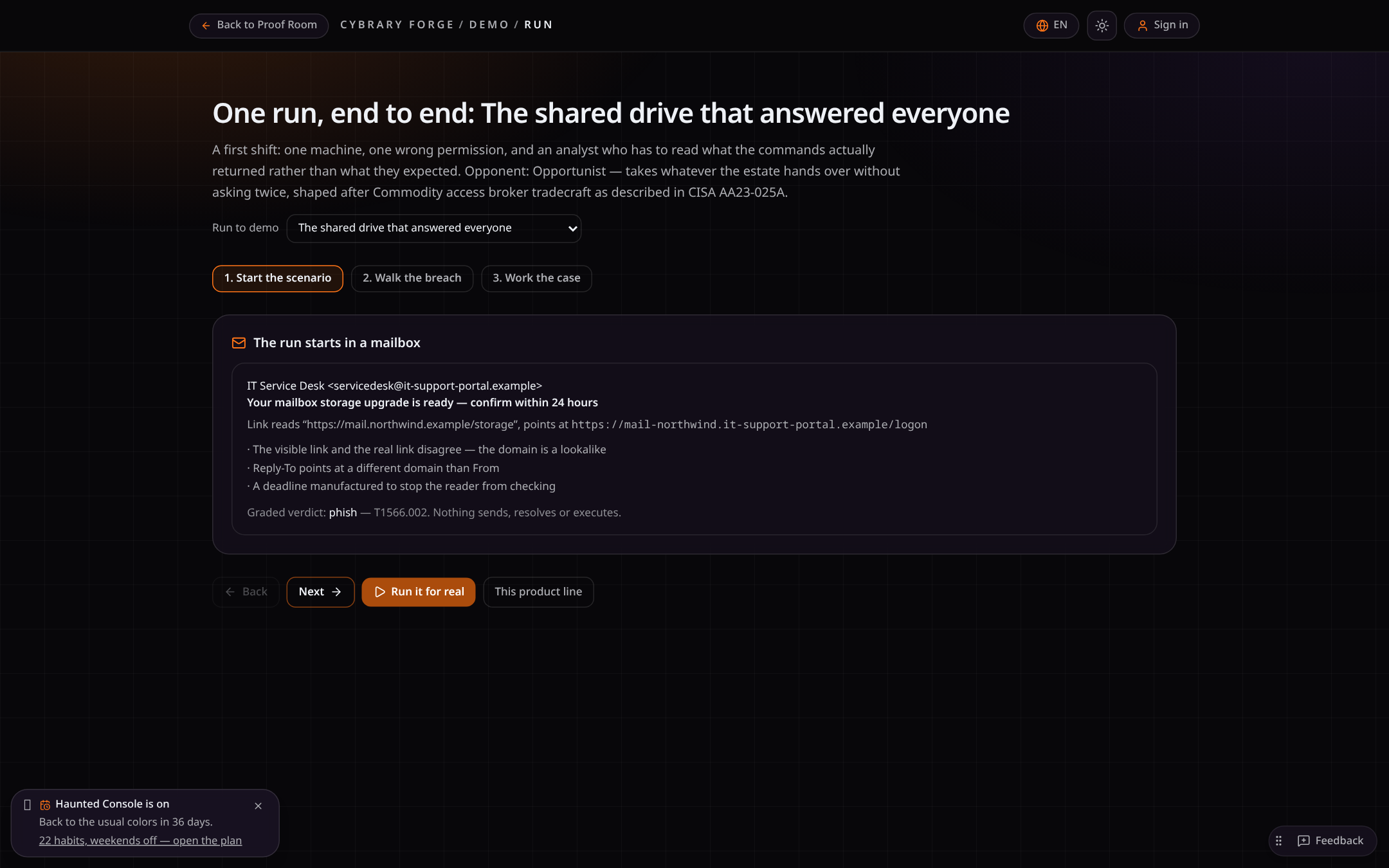 Cybrary Forge product screen