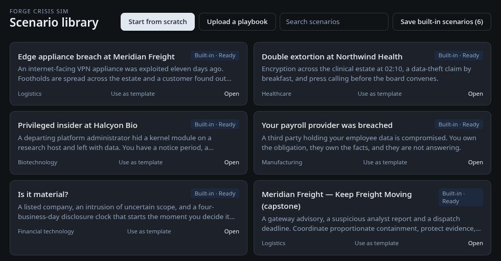 Scenario Studio screen